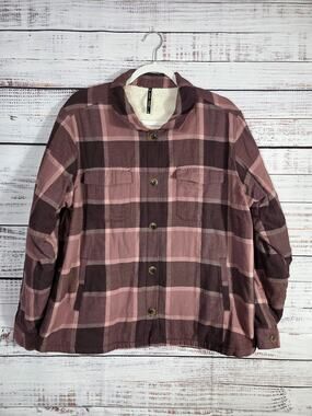Kuhl Women's XL Plaid Sherpa Lined Shacket jacket flannel button up